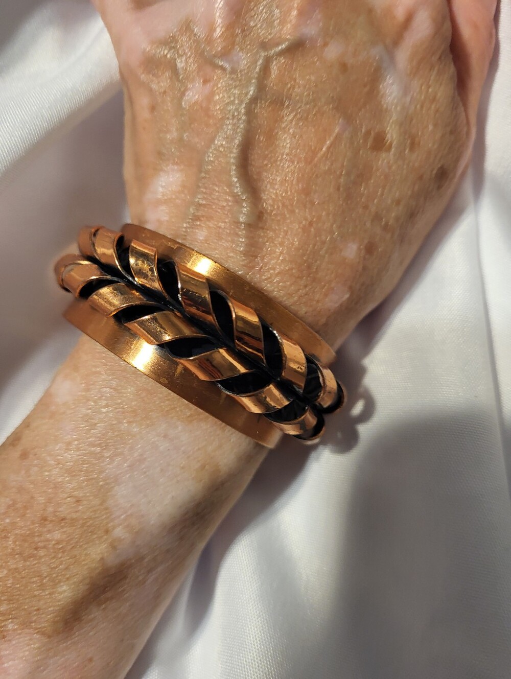 Renoir Signed Copper Curly Ribbon Style Cuff Bracelet Modernist Vintage